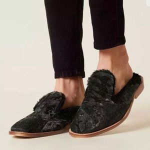 Free People Black Fur Lined Mule Slides Shoes